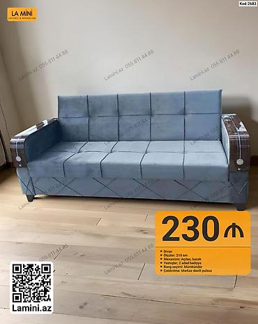 Divanlar: Məhsul: Divan - Ölçü: 210 sm - Mexanizm: Açılan, bazalı (yataq — 1