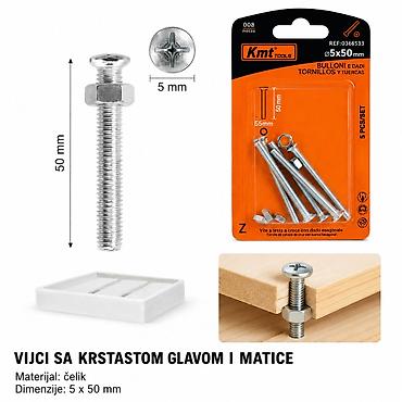 KMT krstasti mašinski šraf sa upuštenom glavom i navrtkom – set -