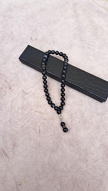 Bijuteriya: Təsbeh dəsti – təbii daş muncuqlu, metal naxışlı aksentlərlə - — 8