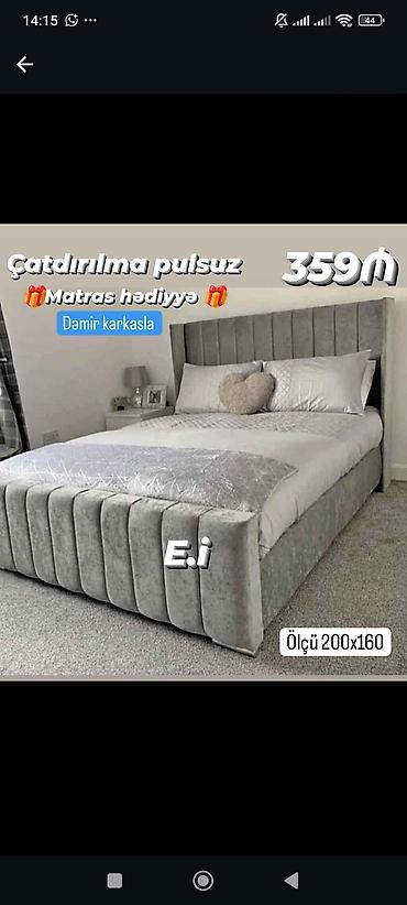 astara mebel: Məhsul: Yumşaq başlıqlı iki nəfərlik çarpayı - Ölçü: 200 x 160 sm - — 1