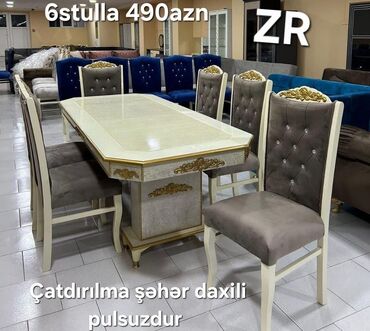 Çarpayılar: Qonaq otağı üçün, Yeni, Açılmayan, Dördbucaq masa, 6 stul