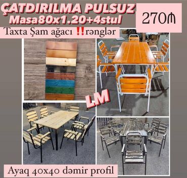 Masa və oturacaq dəstləri: Bağ və eyvanlarınız üçün çox əlverişli Masa dəstləri Taxta Şam