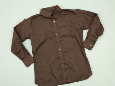 krótkie bluzki z długim rękawem: Koszula 10 lat, stan - Bardzo dobry, wzór - Jednolity kolor, kolor - Brązowy