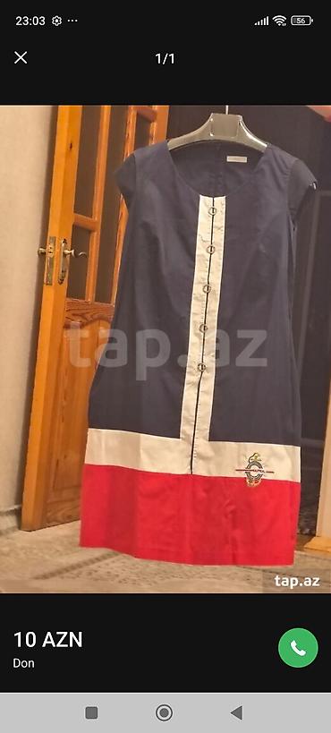 cehrayi don: Nautical üslubda qadın donu - Rənglər: tünd göy, ağ və qırmızı blok — 1