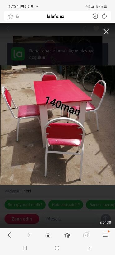 Masa və oturacaq dəstləri: Mətbəx üçün, Dördbucaq masa, 2 stul — 12