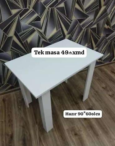 yığılıb açılan stol: Ağ rəngli sadə dizaynlı masa. - Ölçü: 90×60 sm (hazır ölçü). - Rəng — 1