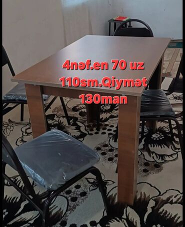 Masalar: Yeni, Kvadrat masa, 4 stul, Açılmayan, Stullar ilə, Metal, Azərbaycan