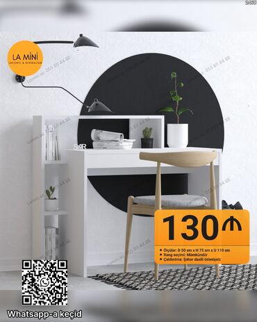 ağ süd: Minimalist iş masası – LA MINI dizaynı - Ölçülər: Dərinlik 50 sm ×