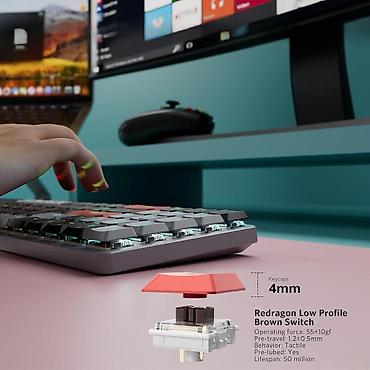klavyatura komputer: Redragon Ashe Pro K626RBG-RGB-PRO Low Profile Gaming Keyboard 🟢 Rəsmi — 4