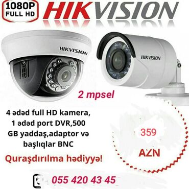 domofon qurasdirilmasi: Hikvision 2 mpsel Nezaret  kameralarinin quraşdirilmasi Hikvision 4