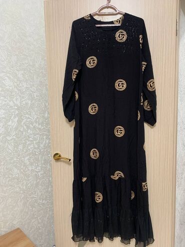 черное платье рубашка: Вечернее платье, Длинная модель, С рукавами