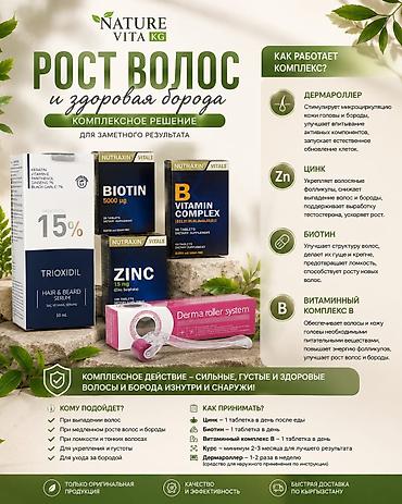 Комплекс для роста волос и здоровой бороды Nature Vita KG Состав
