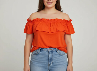 t shirty paprocki brzozowski: Papaya, Women's blouse, size 3XL (EU 46)