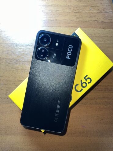 куда можно продать телефон на запчасти: Poco C65, Колдонулган, 128 ГБ, түсү - Кара, 1 SIM, 2 SIM
