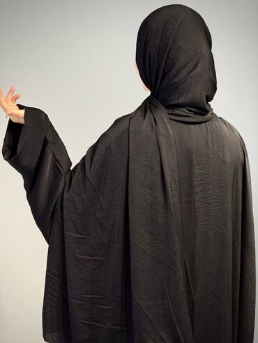 Повседневные платья: Абая с хиджабом из мягкой струящейся ткани с благородным сатиновым — 11