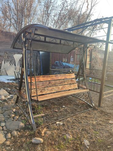 Садовые качели: Садовые качели Металл, Со спинкой, С крышей — 8