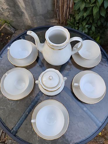 spric 200ml: Porcelanski set za čaj/kafu – klasičan beli servis sa zlatnim rubom — 3