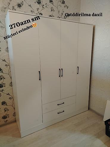Ağ rəngli 4 qapılı gardırob - Minimalist dizayn, mat ağ səth - 4 lalafo.az -da Ağ rəngli 4 qapılı gardırob - Minimalist dizayn, mat ağ səth - 4