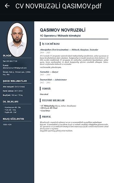 taksi is: Xidmət: 1C operatoru / Mühasib köməkçisi Peşəkar bacarıqlar: - 1C — 1
