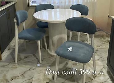 masa dəsti: Dəyirmi yemək dəsti – masa + 4 stul - Masa: dairəvi forma, qalın üst — 7
