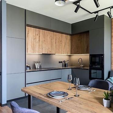 Кухонные гарнитуры: Кухонный гарнитур, цвет - Серый, МДФ — 35