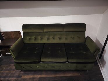 sofa: Trosed, Tkanina, bоја - Zelena, Upotrebljenо