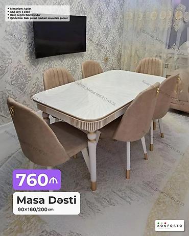 demir stol stullar: Masa Dəsti – 90×160/200 sm - Mexanizm: açılan (uzadıla bilən) masa - — 1
