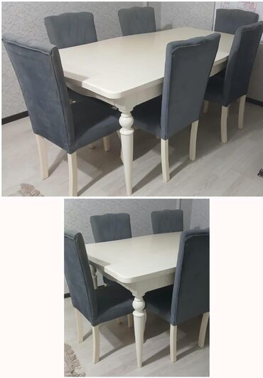 стол для конференций: Для гостиной, Б/у, Квадратный стол, 6 стульев