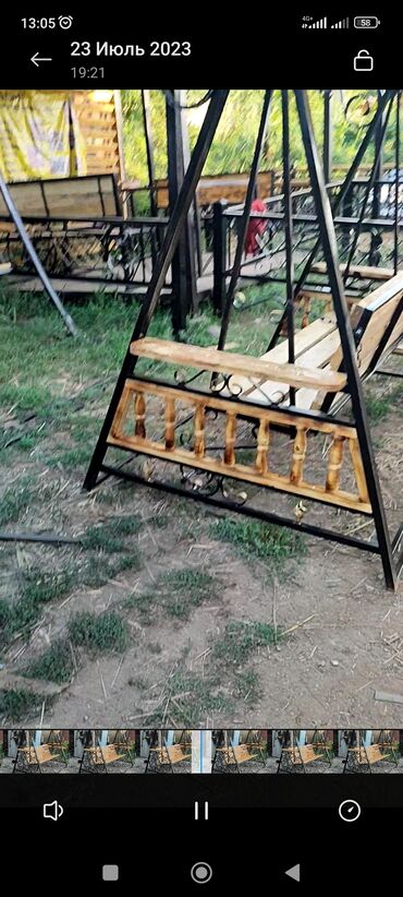 Садовые качели: Садовые качели Металл, Со спинкой, С крышей — 5