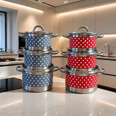 where to find cheap kitchen items: Fa, Set šerpi sa tufnama – nerđajući čelik - Kompleti od po 3 šerpe u — 1