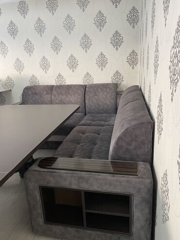 мяхкий мебел: Угловой диван, цвет - Серый, Новый