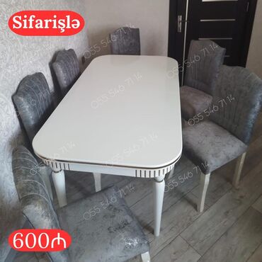 круглый стол на заказ: Qonaq otağı üçün, Yeni, 6 stul