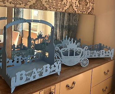 şaxta baba: Mavi rəngdə dekorativ “BABY” mövzulu komplekt. - Material: yüngül və — 1