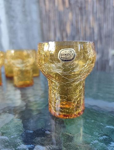 spric 200ml: ​🍊 BOHEMIA Glass - Vintage češki SET BOKAL I ČAŠE (Amber staklo) 🍊 ​Na — 3