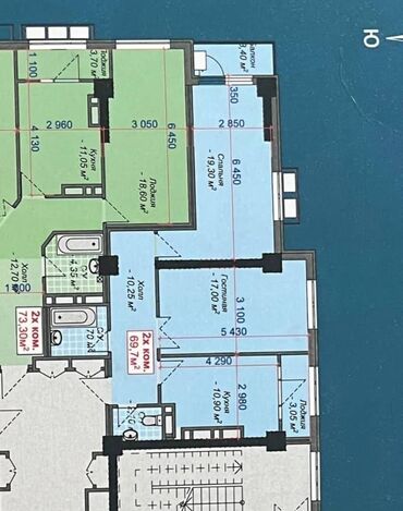 1 комнатные квартира в аренду: 2 комнаты, 70 м², Элитка, 14 этаж, ПСО (под самоотделку)