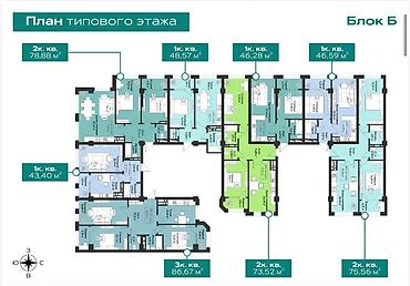 archa group: 2 комнаты, 76 м², Элитка, 14 этаж, ПСО (под самоотделку) — 3