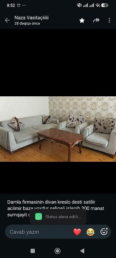 Damla firmasinin divan kreslo desti satilir acilmir baza yoxdur lalafo.az -da Damla firmasinin divan kreslo desti satilir acilmir baza yoxdur
