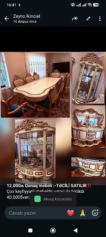 *12.000₼ Qonaq mebeli :-TƏCİLİ SATILIR*‼️ Çox keyfiyyətli mebeldir