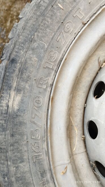 шины r14c: Дөңгөлөктөр монтажда 165 / 70 / R 13, All-season, Колдонулган, Комплект, Жеңил унаалар, Темир, тешиктери - 4