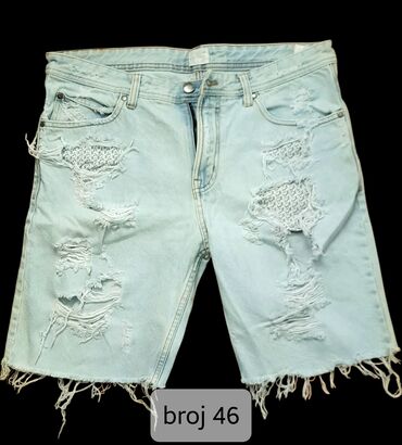 kaput sa vestackim krznom: Shorts, XS (EU 46), Pull and Bear, color - Blue, Jeans