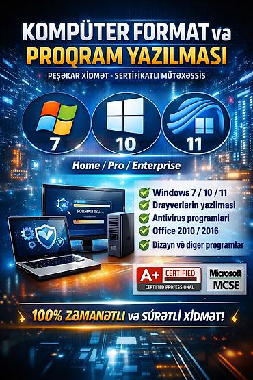 Услуги: Masaüstü (PC) və dizüstü (notebook) kompüterlərin format edilməsi — 1