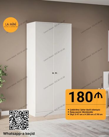 Divanlar: Yeni, Açılan, 2 qapılı Düz dolab, Qarderob, paltar dolabı, Azərbaycan