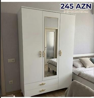 embawood dolab: Yeni, 3 qapılı, Güzgülü, Ağ, Açılan, Düz dolab — 1