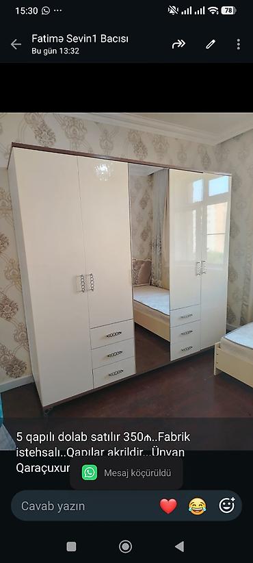 Dolablar: 5 qapılı dolab satılır 350₼. Fabrik istehsalı. Qapılar — 1