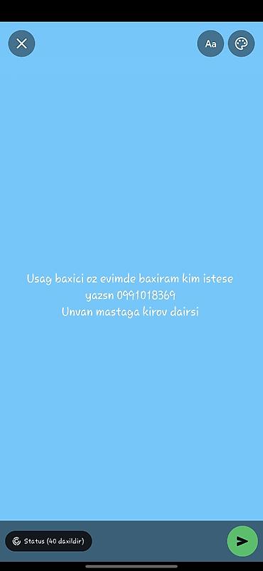 Dayələr: Uşaq baxımı xidməti - Öz evimdə peşəkar qayğı və nəzarət - Gün — 1