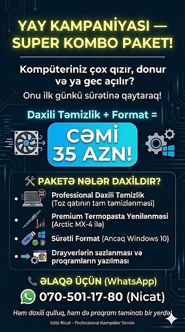 proqram: Kompyuter format və daxili təmizlik xidməti — Super Kombo Paket — 1