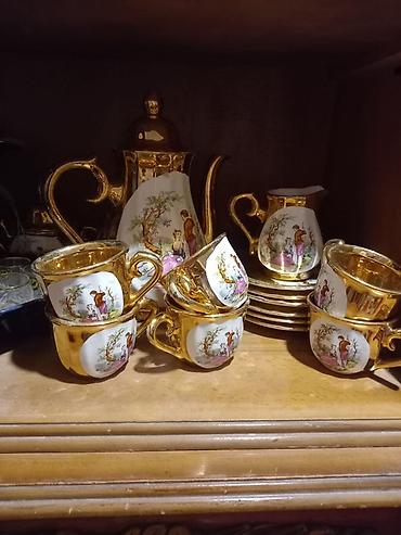 coffee lavazza: Qəhvə dəsti, rəng - Qızılı, Farfor — 1