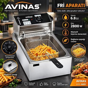 popcorn aparat: Fritoz Avinas, 5-dən çox l, Yeni, Ünvandan götürmə, Ödənişli çatdırılma, Rayonlara çatdırılma — 1