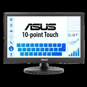 Мониторы: Asus-dan sensor ekranlı monitor. Bu monitor, 10 nöqtəli toxunma