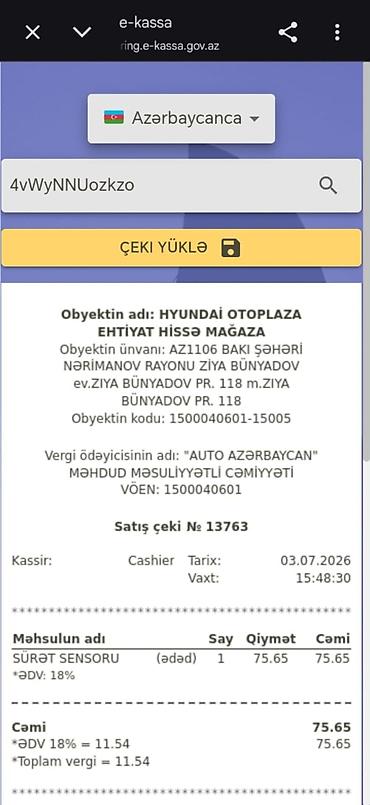 ventilator almaq: Hyundai H1 ücun spidometir daciki karobkada olan,orginal 75 man — 4